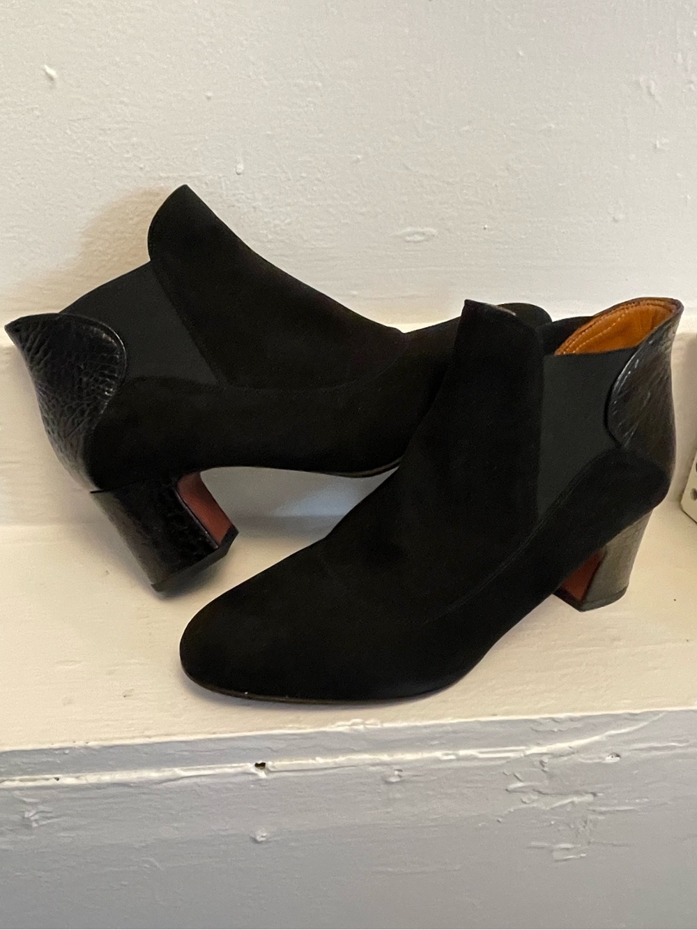 Chie Mihara Leather Crocodile Print Suede Ankle Boots NEW